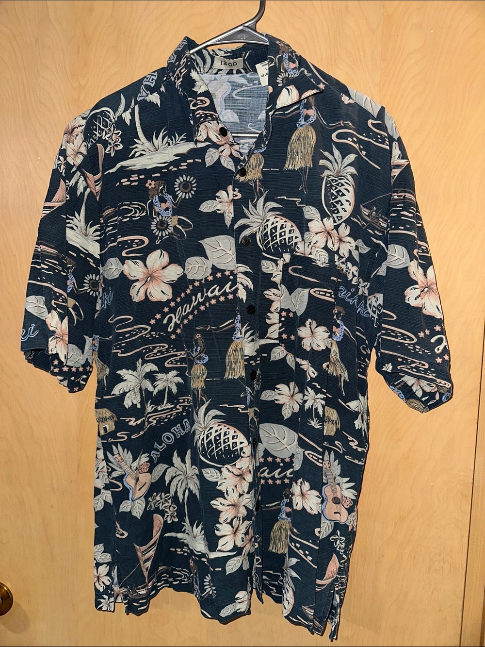 Men’s Izod Navy Short-Sleeve Hawaiian shirt